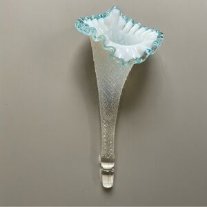 Vintage Fenton Diamond Epergne Vase Blue and White